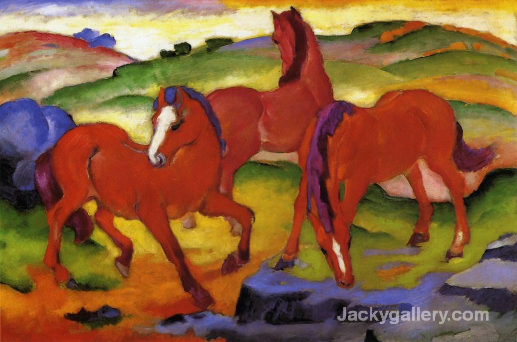 The Red Horses by Franz Marc paintings reproduction